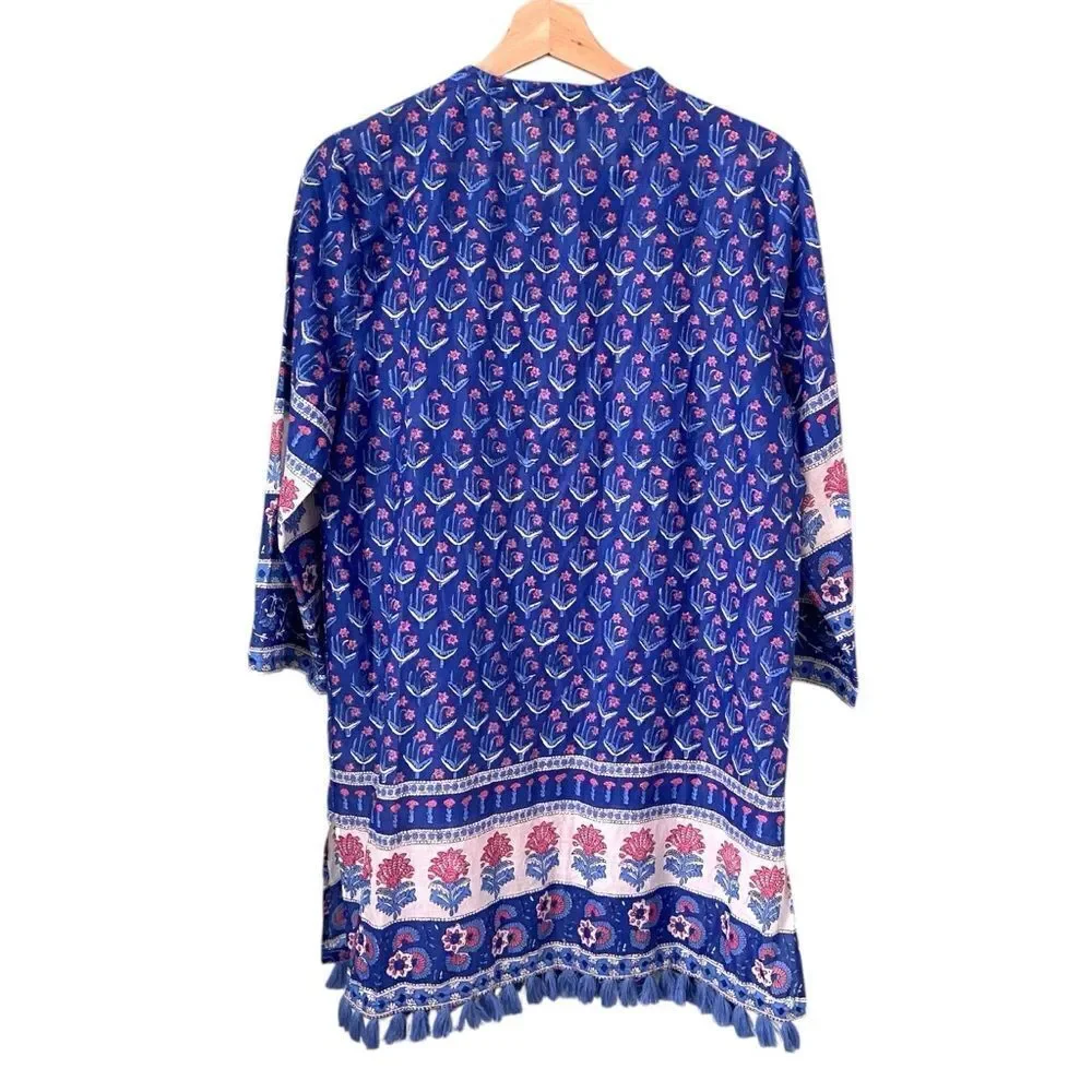 J. Crew Cotton Voile Tunic Swim Cover-Up Dress in Floral Print Size Medium